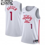 Maillot NBA Philadelphia 76ers James Harden 1 Nike 2022-23 City Edition Blanc Swingman - Enfant